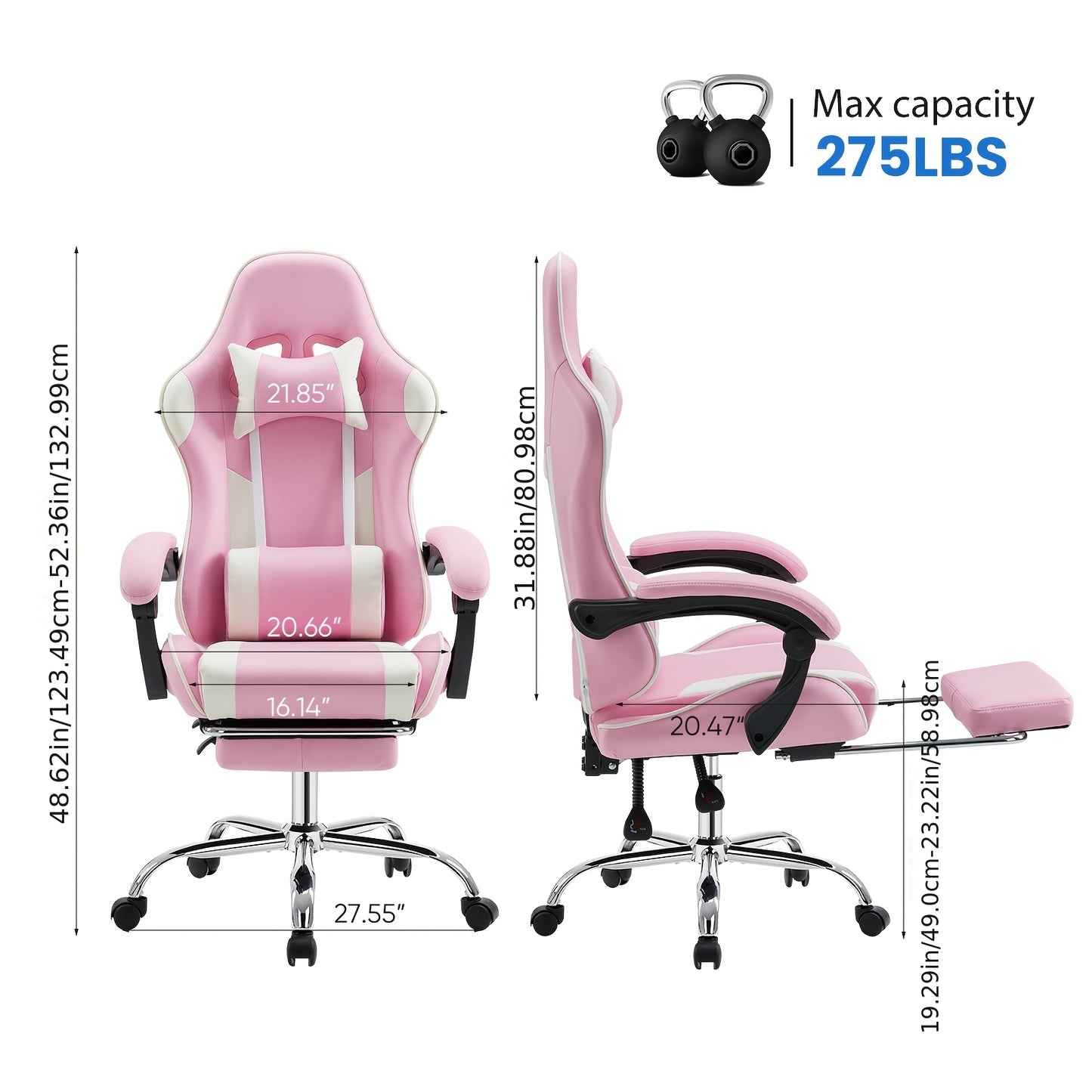 Ergonomic Gaming Chair | High Back, Flip-up Armrest, Wheeled, Height Adjustable 360°-Swivel, Sponge Filled, Solid Back Style, Synthetic Faux Leather, Lumbar Support, Manual Recliner, Wipe Clean - ANTONIA