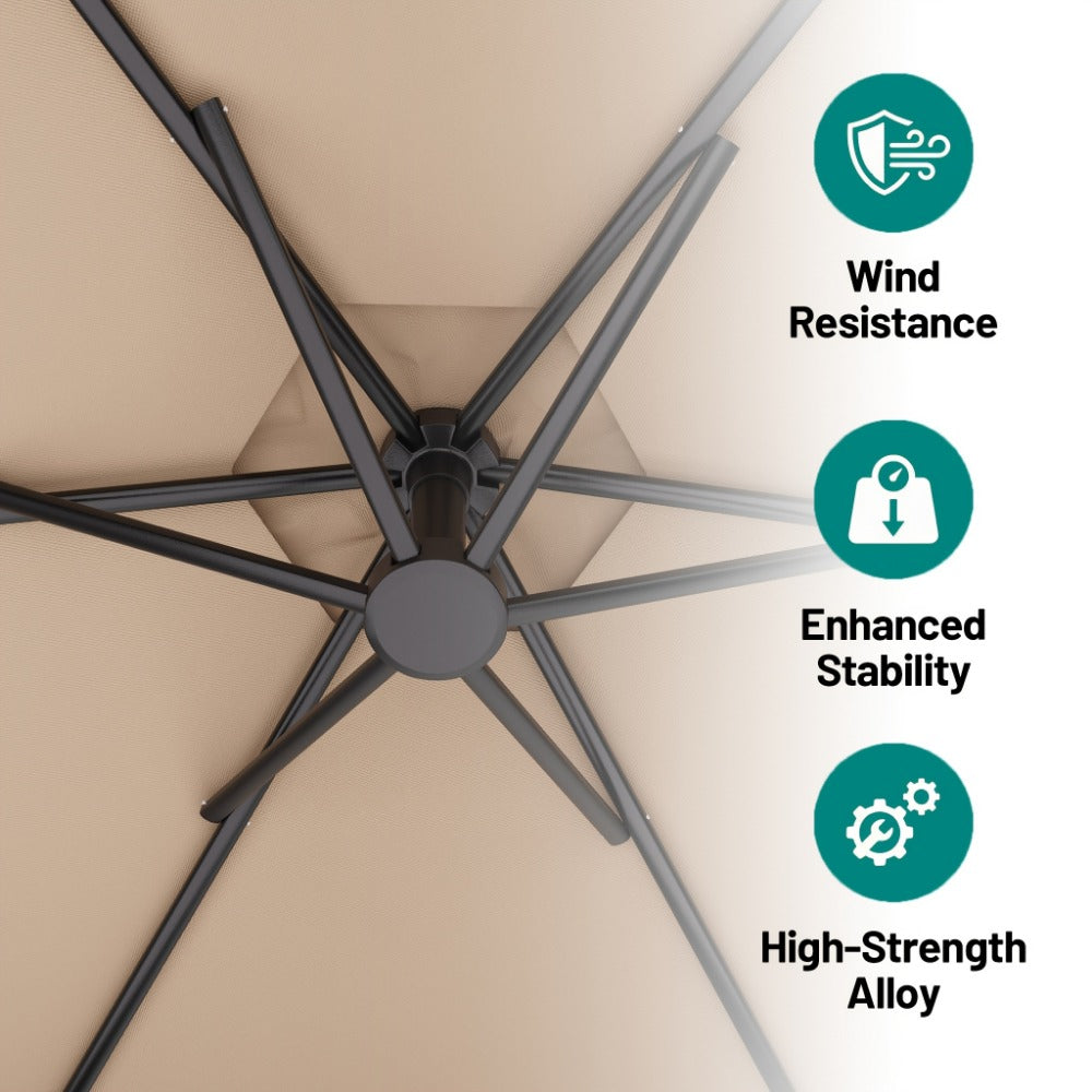 10 Ft Cantilever Patio Umbrella Offset Outdoor Umbrella with Adjustable Tilt Crank 8-Rib Wind Resistant UV Protection for Pool Deck Backyard Garden 16 Colors