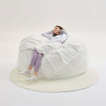 Beanbag Sofa Chair Set, Contains Bean Bag Chair, U-Shape Pillow, Blanket, And 6FT Carpet. Large Round Soft Removable Machine Washable Beanbag Sofa, with Filling, 50 Lb Memory Sponge Filled Living Room Bedroom Gamingroom Sofa Bed Relaxation