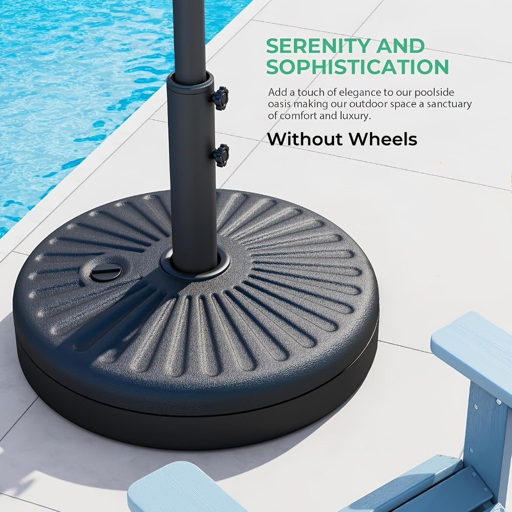 Heavy Duty Patio Umbrella Stand Base with Wheels – Refillable HDPE 95–225 LB, 4 Wheels, 2 Locks, Fits 6–12ft Umbrellas, Rolling Market Umbrella Weight Base for Lawn, Garden, Deck & Poolside