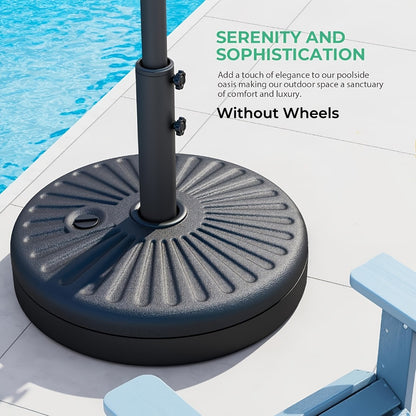 Heavy Duty Patio Umbrella Stand Base with Wheels – Refillable HDPE 95–225 LB, 4 Wheels, 2 Locks, Fits 6–12ft Umbrellas, Rolling Market Umbrella Weight Base for Lawn, Garden, Deck & Poolside
