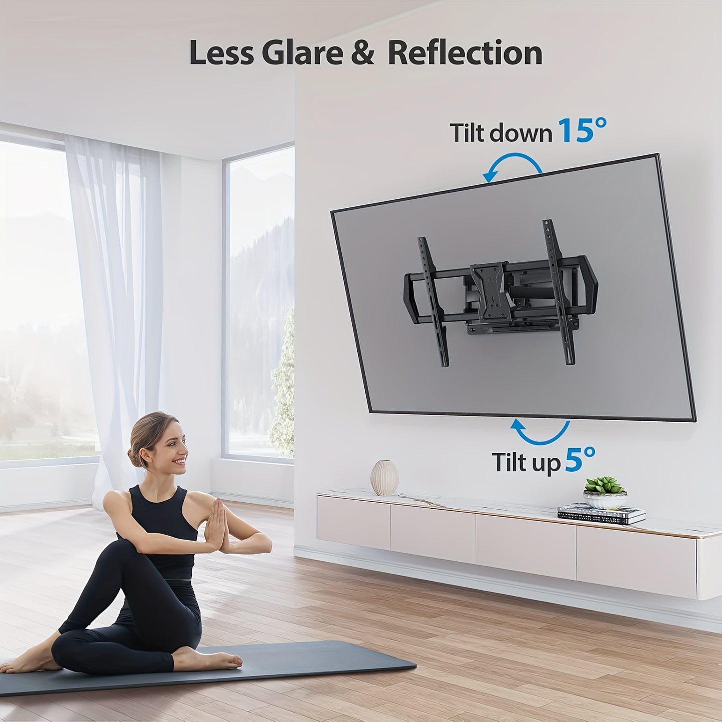 Dreamsmith 40-86 Inch Full Motion TV Wall Mount Bracket with Dual Articulating Arms, Swivel & Tilt, 132 lbs Capacity, Max VESA 600x400mm, Fits 12" & 16" Wood Studs for Home Theater & Media Room, Tv Wall Mount, Versatile Furniture Bracket, Modern Home Deco