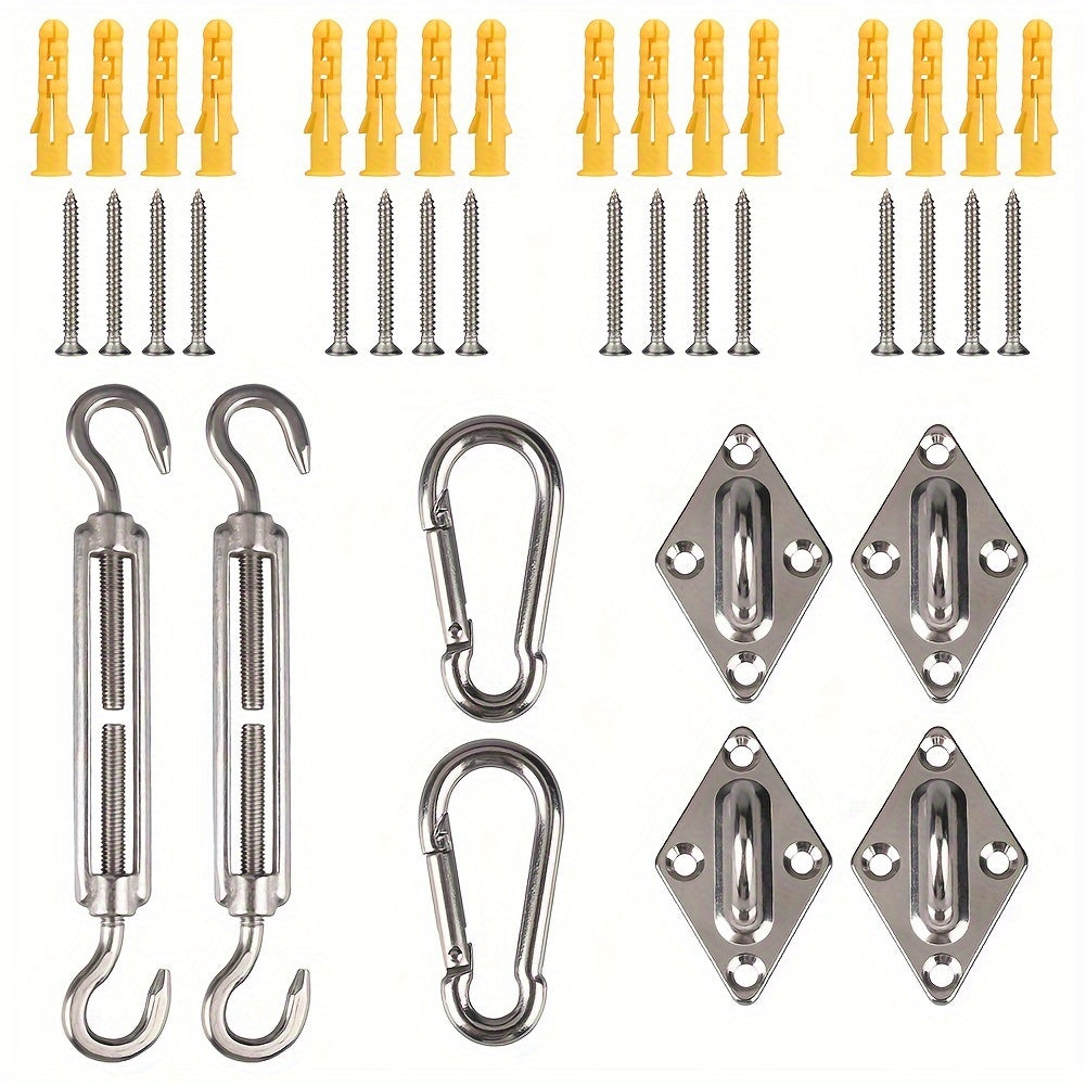 [Outdoor Garden Use] 24pcs Hardware Set for Installing Triangular Sun Shade Sails, Made of Stainless Steel for Outdoor Garden Use