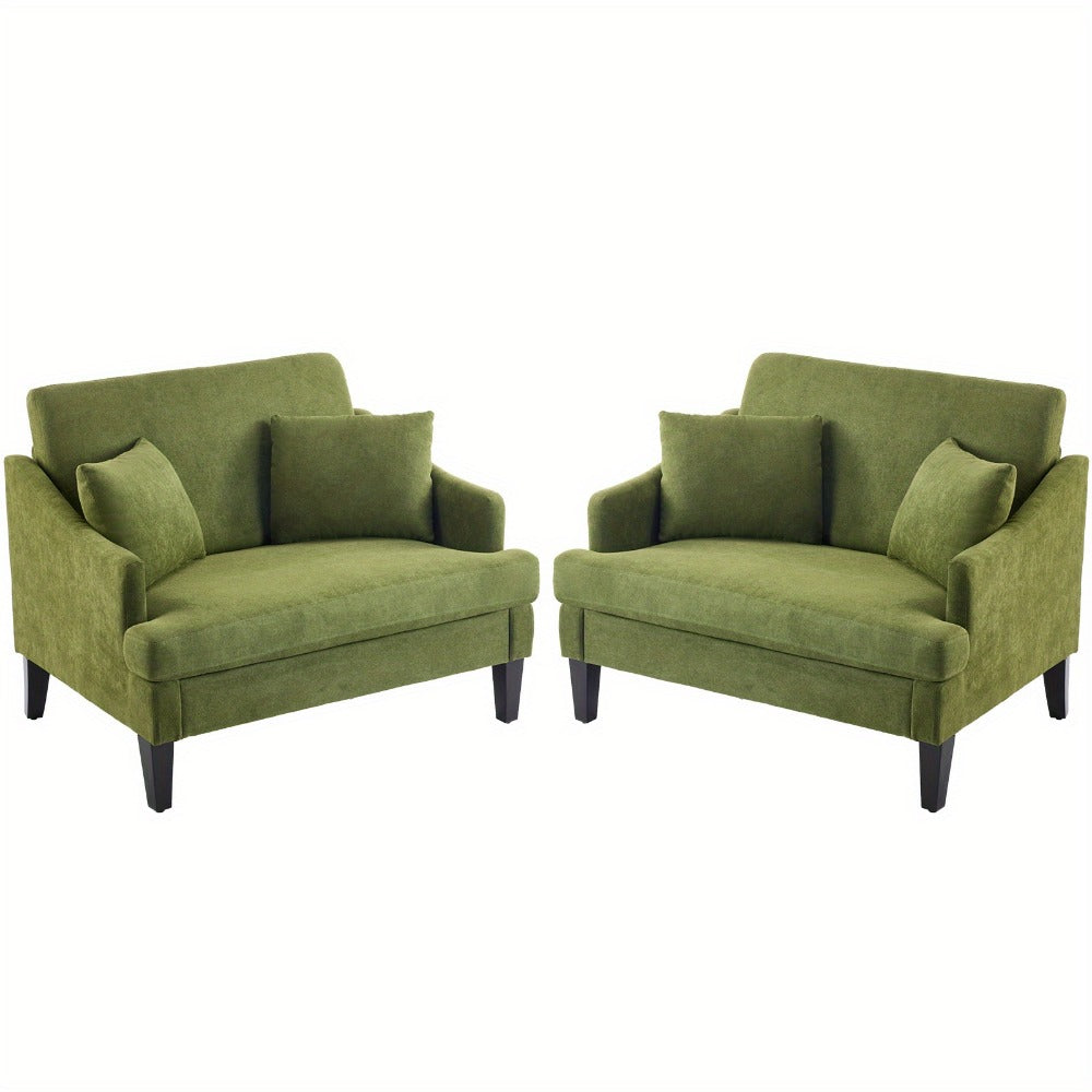 Oversized Accent Chair 33.5" Wide with 2 Pillows, Upholstered Memory Foam Armchair Big Reading Chair, Modern Single Sofa Chair for Living Room Bedroom Apartment Office