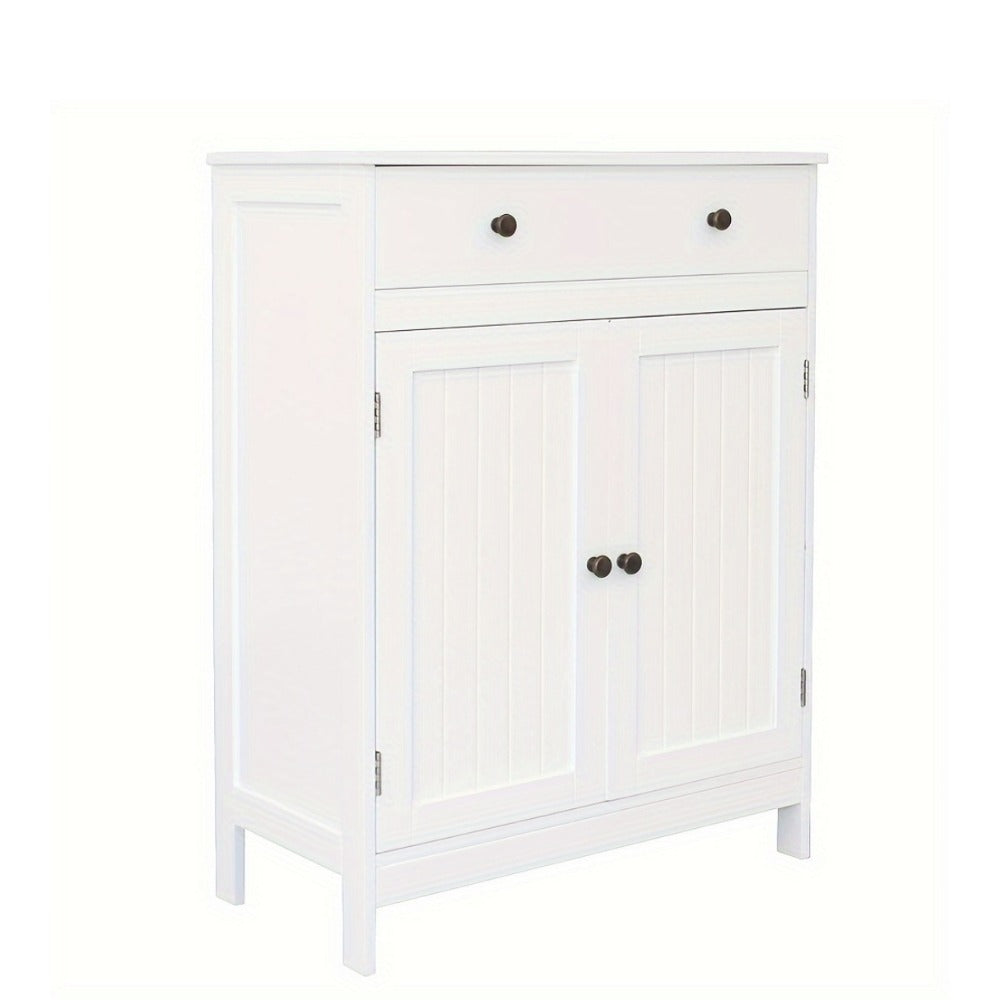Bathroom Storage Cabinet with Double Shutter Doors Soft-Close Drawer Freestanding Bath Vanity 23.6x11.8x31.5 Inch Waterproof Moisture-Resistant Bathroom Furniture White