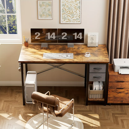 47-Inch Computer Gaming Desk with 2 Adjustable Fabric Storage Drawers, Ideal for Work, Writing, And Study, Computer Desk
