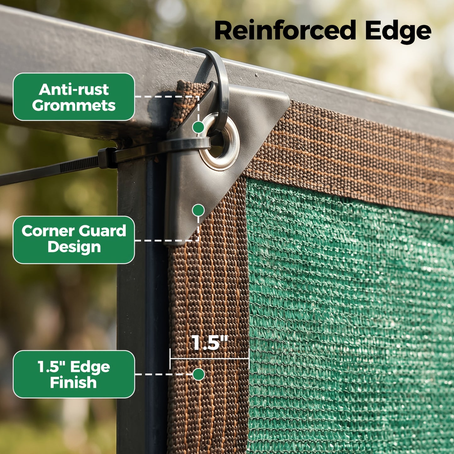 [Heavy Duty Privacy Screen] 5Ft X 25Ft/6Ft X 50Ft Fence Privacy Screen, Heavy Duty Privacy Fence Screen, Outdoor Shade Cloth Mesh Barrier, Includes 33Ft Black Rope, Green