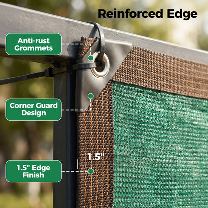 [Heavy Duty Privacy Screen] 5Ft X 25Ft/6Ft X 50Ft Fence Privacy Screen, Heavy Duty Privacy Fence Screen, Outdoor Shade Cloth Mesh Barrier, Includes 33Ft Black Rope, Green