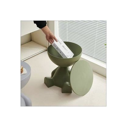 A Modern Bear-Shaped Plastic Nightstand for Lamp And Coffee Cup Holder - a Stylish White Storage Box for Bedrooms And Living Rooms, Easy to Assemble, Compact Design for Small Spaces, Bedroom Storage Box | Playful Furniture | Plastic Structure, Bedroom Dec