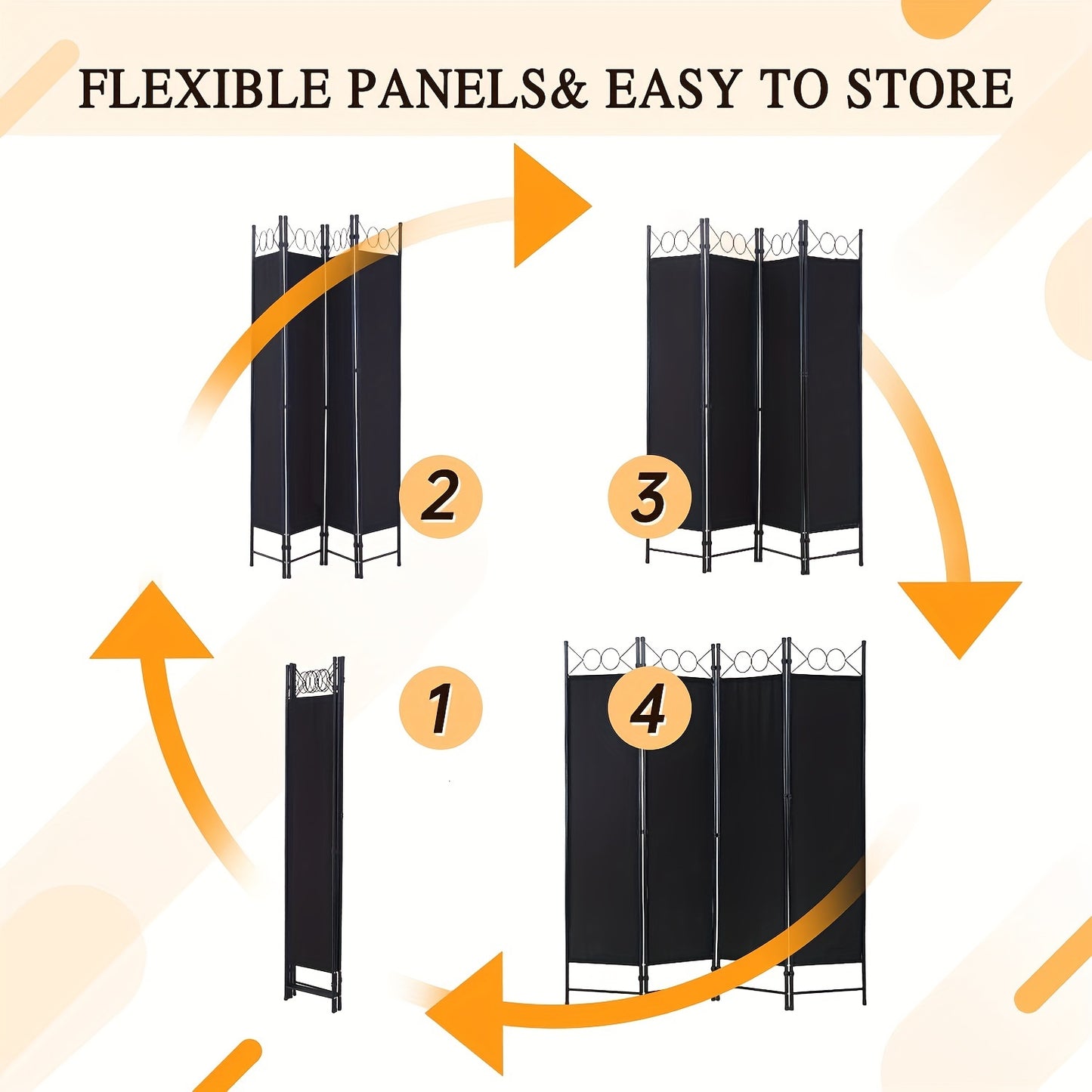 Room Divider, Folding Privacy Screen 4 Panels Portable Wall Divider Partition Room Dividers for Home Office Room Separation