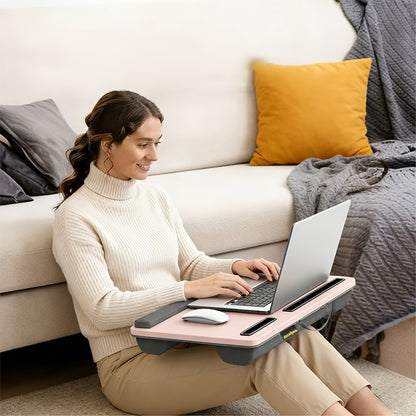 Portable Laptop Bedside Table - Multifunctional Tray Holder with Tablet Card Slot - Suitable for Dining, Reading, And Writing On The Bed, Sofa, Or Floor - Sturdy, Durable, And Movable Home Office Desk, Ergonomic Design.