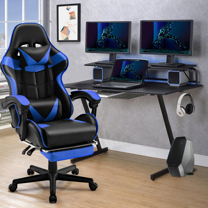 Beczeeb Swivel Gaming Chair with Footrest High Back Office Chair with Headrest&Massage Lumbar Support Swivel Ergonomic Gaming Chair for Adults