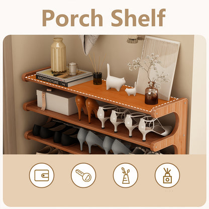 Multi-Tier Shoe Rack Designed for Dorms, Featuring a Space-Saving Structure with Independent Storage Shelves. It Has a Wood Grain End, Is Easy to Assemble, And Serves As a Self-Supporting Cube for Shoe Storage