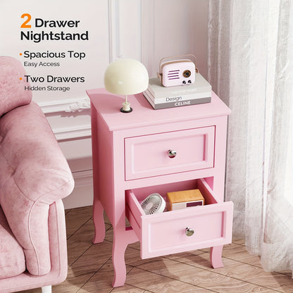 [Nightstand with Drawers] Bonnlo Nightstand for Bedrooms, Small Bed Side Table with Drawers for Small Spaces
