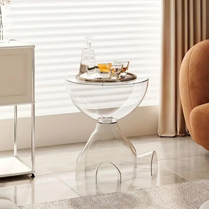 A Modern Bear-Shaped Plastic Nightstand for Lamp And Coffee Cup Holder - a Stylish White Storage Box for Bedrooms And Living Rooms, Easy to Assemble, Compact Design for Small Spaces, Bedroom Storage Box | Playful Furniture | Plastic Structure, Bedroom Dec