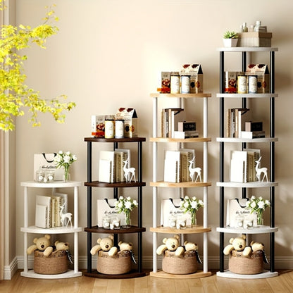 Corner Bookshelf 3/4/5/6 Tier Iron Shelving Unit, Freestanding Corner Storage Shelf for Living Room Bedroom Office, Modern Minimalist Heavy-Duty Space-Saving Decorative Corner Rack
