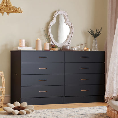 Modern 4-Drawer Storage Dresser - Wooden Chest for Bedroom, Living Room & Entryway, Multi-Functional End Table, White/ Black