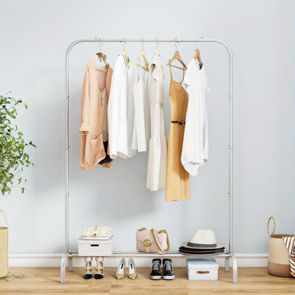 Heavy-Duty Portable Clothes Rack with Bottom Metal Shelf – Large Capacity for Coats, Shirts & More, Sturdy & Durable Design, Easy to Assemble – Perfect Clothes Organizer for Home & Storage