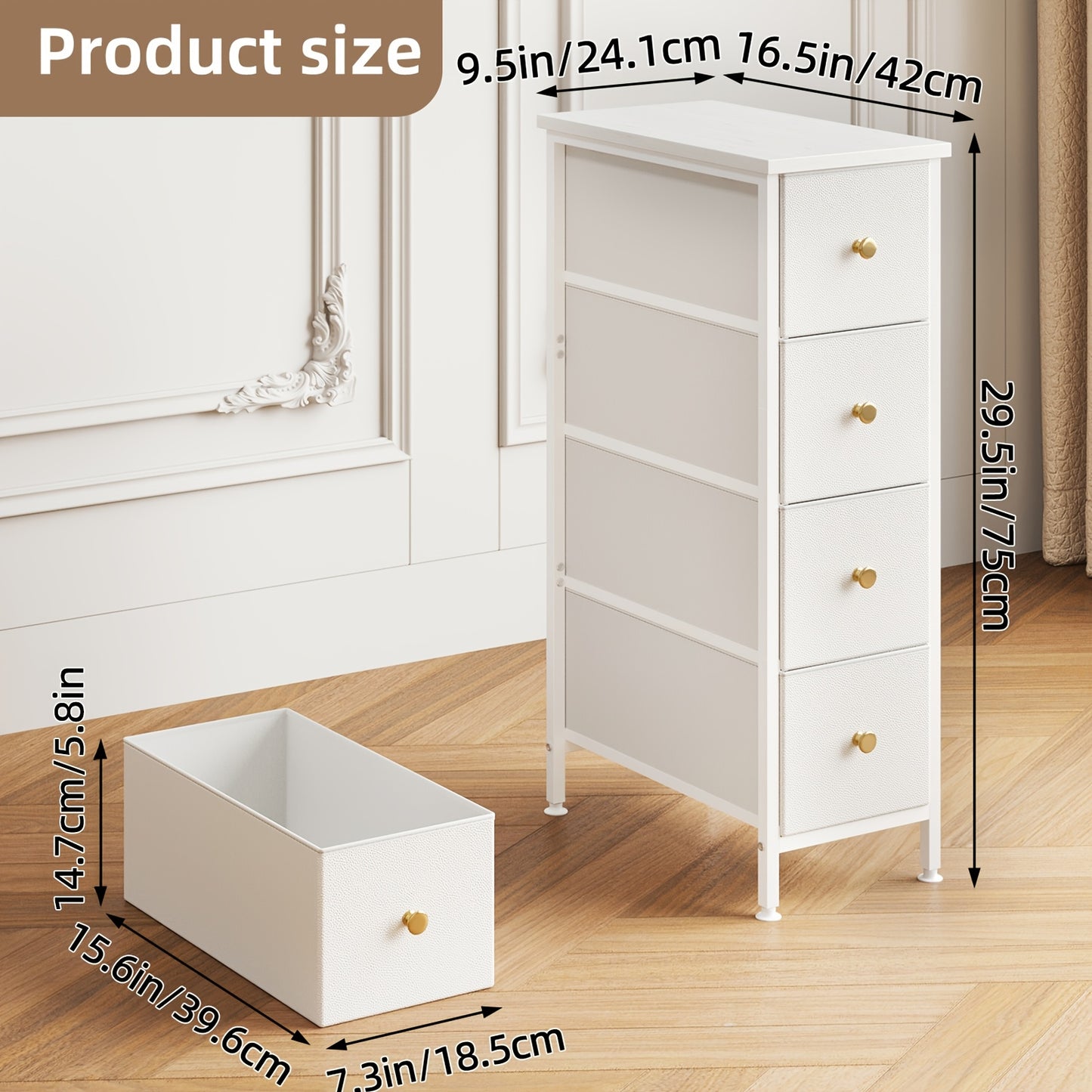 Narrow Storage Cabinet, Dresser With 4/5 Drawers, Slim Fabric Dresser Storage Tower For Small Space, Dresser With Steel Frame, Wood Top, For Bedroom, Bathroom, Living Room, School And Dormitory Storage, Closet, Laundry, For Halloween And Christmas