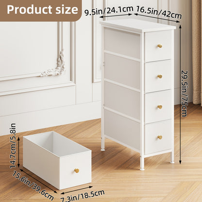 Narrow Storage Cabinet, Dresser With 4/5 Drawers, Slim Fabric Dresser Storage Tower For Small Space, Dresser With Steel Frame, Wood Top, For Bedroom, Bathroom, Living Room, School And Dormitory Storage, Closet, Laundry, For Halloween And Christmas