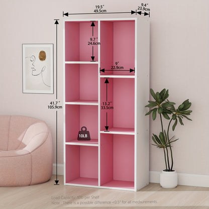 7-Cube Bookcase, Bookshelf, Storage Organizer, Multi-Purpose Shelving Unit for Books, Clothes,, Home Office, Living Room, Bedroom, Modern Design, Easy Assembly