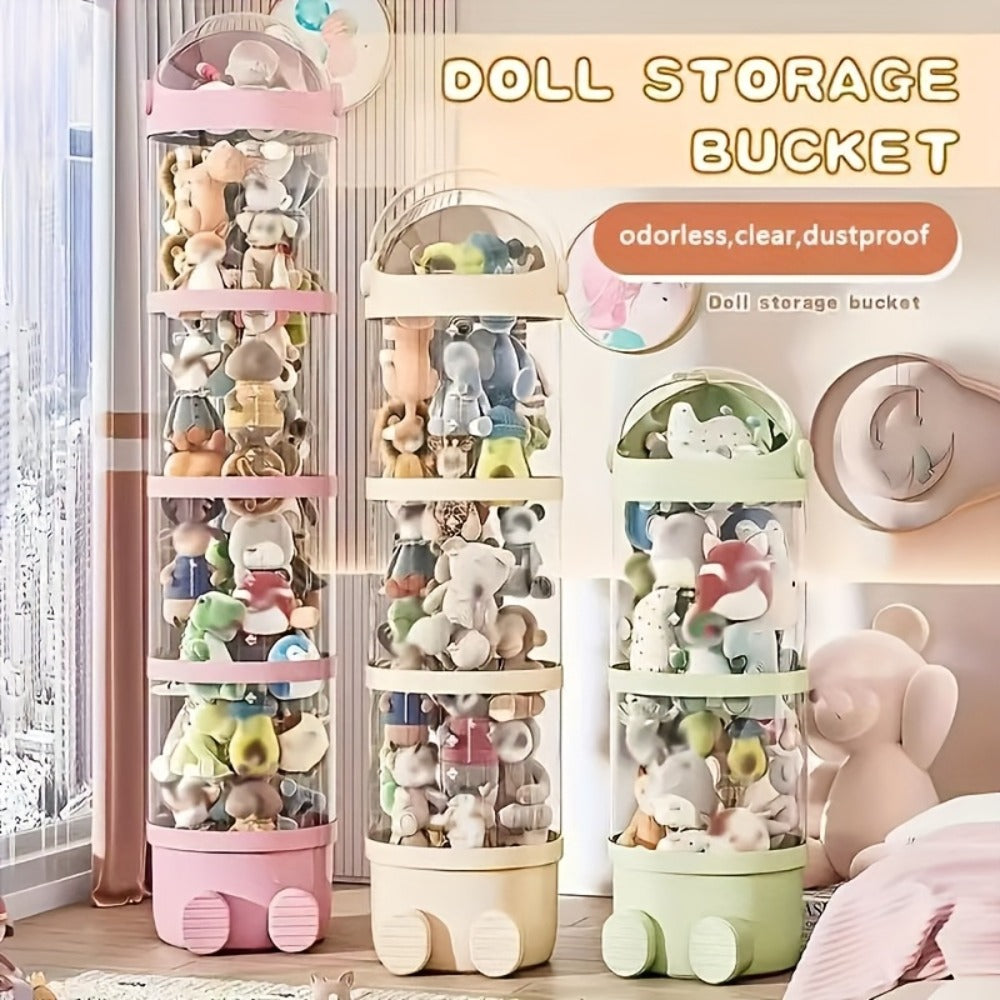 Four-layer Transparent Large-capacity Plastic Storage Bucket, Plush Animal House Design, High-transparency Storage Bucket, Keeps Plush Tidy, Suitable for Dollhouse Bedrooms And Living Room Decor, Perfect Mother's Day Gift