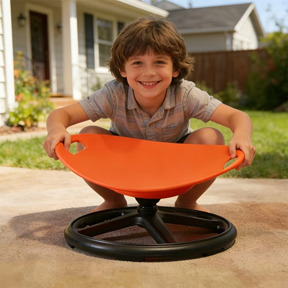 1 Autistic Children's Oversized Anti Spinning Sensory Chair - Blue And Orange Red, Sturdy Hard Plastic Frame with Anti Slip Base, Easy to Clean Surface, Ideal for Sensory Processing Disorders, Motor Skill Development, Concentration, Smooth Rotation