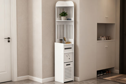 Space-Saving Bathroom Cabinet, 1pc Waterproof Multifunctional Corner Bathroom Storage Cabinet, Freestanding Narrow Space-Saving Organizer with Toilet Paper Holder Stand, Holiday Gift And Home Accessory, Toiletry Organization, Easy Assembly