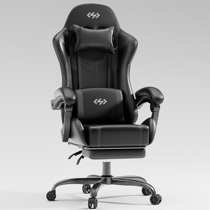 Chair Designed for Gaming Featuring Pocket Spring Cushioning, Suitable for Video Games, Ergonomic with Massage Lumbar Support for Adults, And a Swivel Faux Leather Office Chair