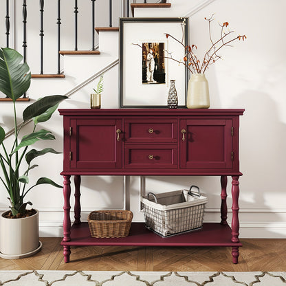 Console Table with 2 Drawers | Entryway Table with Storage Shelf, Wood Accent Sofa Table for Living Room, Entrance, Hallway, Couch - Classic Style, High-Density Fiberboard