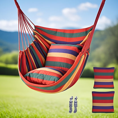 [Outdoor Swing Chair] Hanging Swing Chair With 2 Cushions, Outdoor. Thickened Textile Fabric And Sturdy Frame, Soft & Comfy. All-Weather Durable For Garden, Balcony And Patio. Perfect For Reading Nooks, Easy Installation With Simple Assembly Required