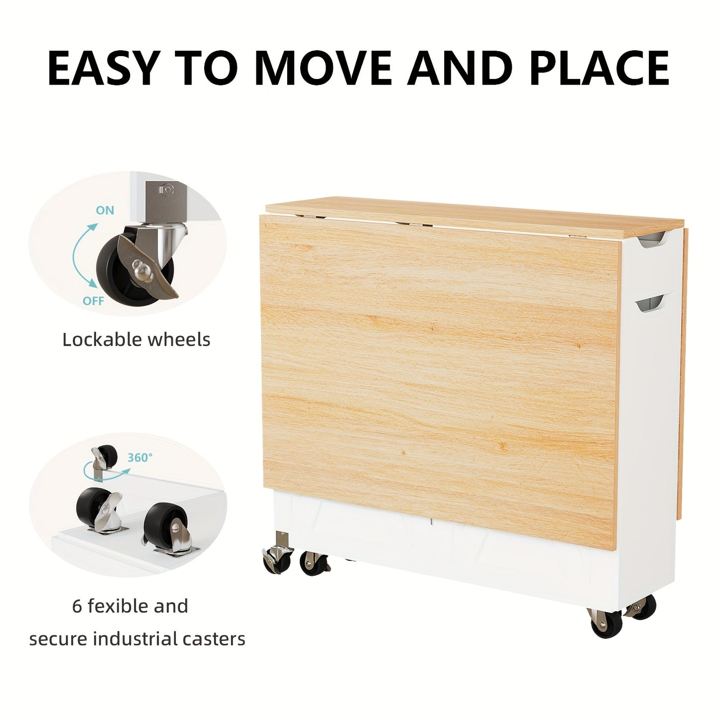 Dining Table for 4, Folding Dining Table Foldable Kitchen Table Farmhouse Dinner Table, Drop Leaf Tables for Small Spaces, Extendable Dining Room Table, Space Saving Rectangle Collapsible Table