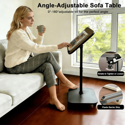Walnut C-Shaped Sofa Bed Tray Table - Multi Functional Armrest Side Table, Sturdy Design, Perfect As A Snack Rack, Living Room, Bedroom, Bedside Table Laptop Desk, TV Tray Table, Dining Table, Sofa Tray Table, Adjustable Side Table, Christmas Gift