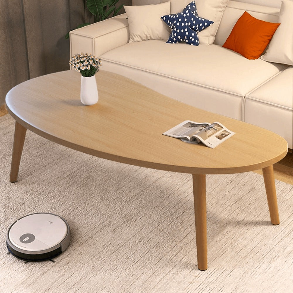 Minimalist Solid Wood Coffee Table Natural Wood Grain Tea Table for Living Room & Small Apartments – Modern Versatile Center Table Home Decor Gift, White