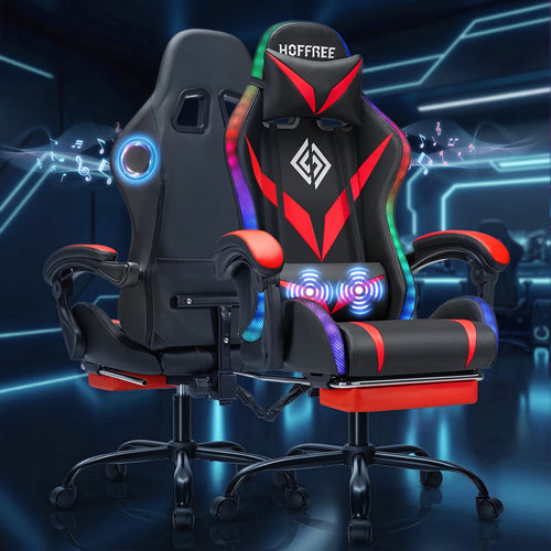 HOFFREE 2 Point Massage Lumbar Support Bar - Ergonomic Gaming Chair, Sponge-Filling, Rotating Back And Cushioned Seat For PC, Laptop, Gaming Setup, Wireless Gaming Chair, Comfortable Recliner