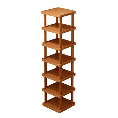 Stackable Bamboo Shoe Shelf with 3/6/9 Layers - a Vertical Organizer Ideal for Compact Areas Like Entryways, Closets, Corners, And Doorways. This Slim Shoe Storage Solution Is Perfect for Saving Space And Can Be As a Project