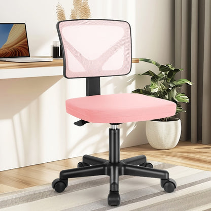 Low Back Mesh Armless Office Chair with Lumbar Support – Swivel Rolling Computer Chair for Home Office, Gaming & Study, Youth, Students & Adults, Black, Pink, Gray, Orange, Yellow