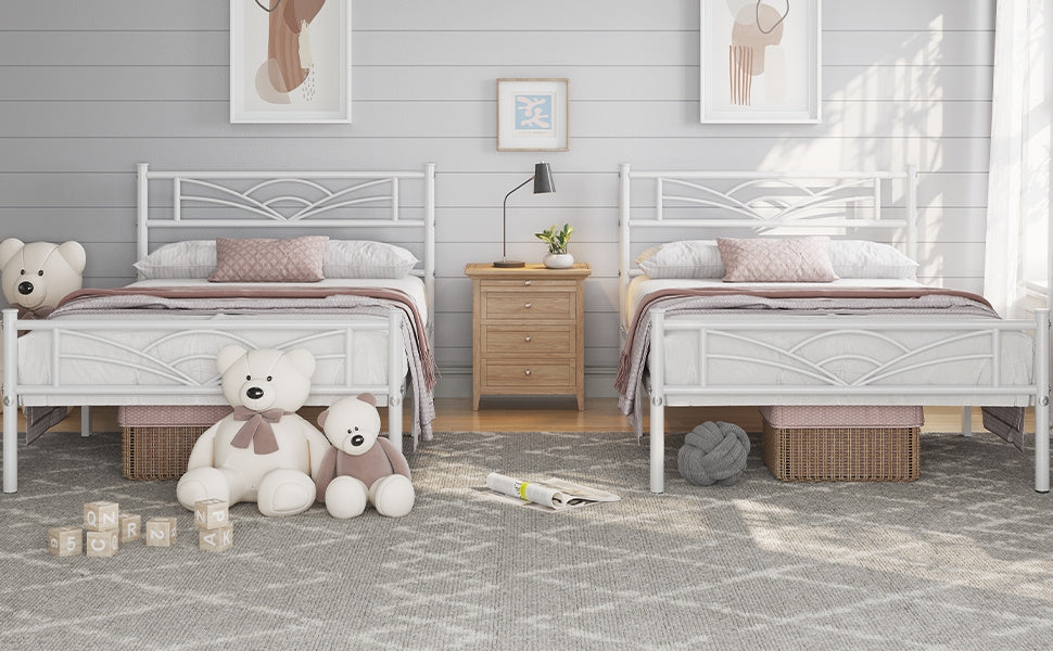 Costoffs Metal Platform Bed Frame with Cloud-inspired Design Headboard and Metal Bed Slats, Ample Under-bed Storage, Halloween Gift, Christmas Gift