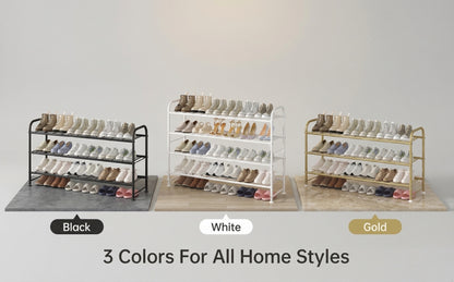 Shoe Rack Long 2/3/4 Tier Shoe Storage Organizer Metal Wide Shoe Shelf for Closet Entryway Bedroom 16/24/32 Paris Large Capacity