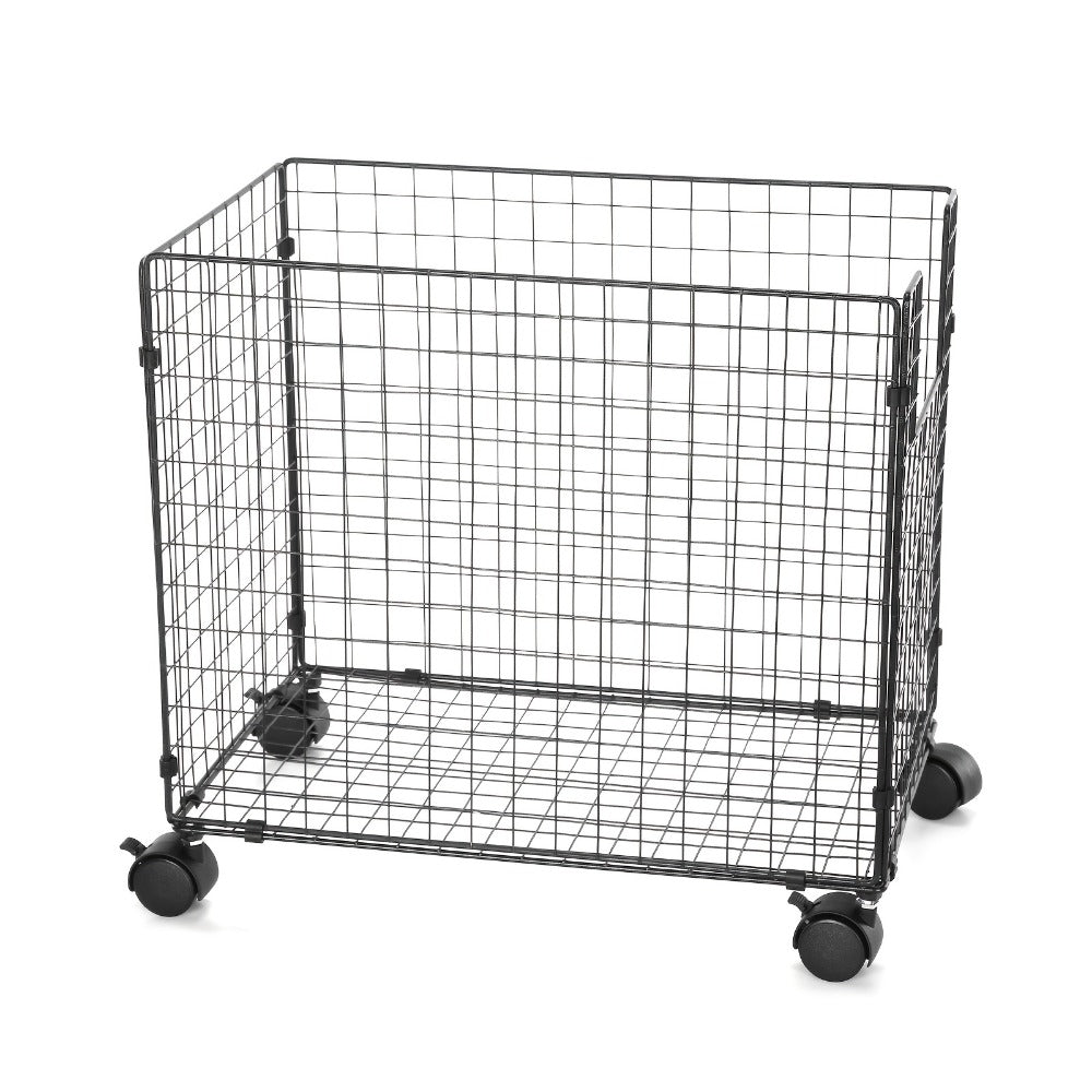 Metal Storage Basket with Wheels, Rolling Wire Organizer Bin for Laundry Bathroom Kitchen Pantry, Open Shelf Basket Home Organization Container No Lid