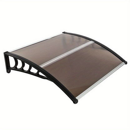 Door Window Awning 40x40 Inch Polycarbonate Panel Exterior Canopy with Aluminum Strips & Black ABS Brackets for Home Eaves Rain Sun Shade