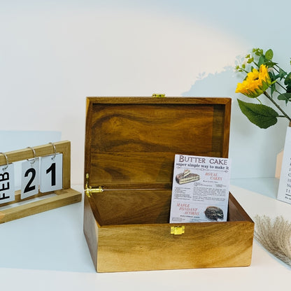 Acacia Wood Keepsake Box with Hinged Lid & Latch | 10.6x7x4" Memory Storage Box for Photos, Jewelry, Collectibles | Decorative Wooden Gift Box for Birthdays, Weddings, Christmas