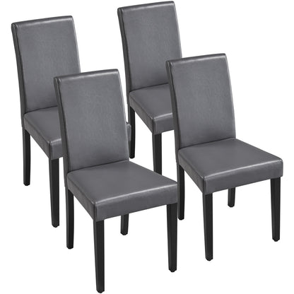 Costoffs Upholstered Dining Chairs Set of 2/4, Padded Leather Side Chairs with High Back & Rubberwood Legs, Modern Kitchen Chairs for Home, Kitchen & Restaurant, Black/White/Gray/Brown