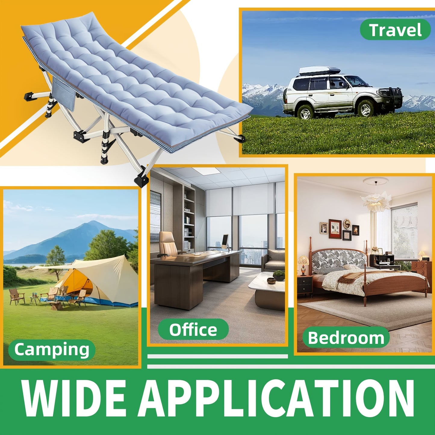 Camping Cot with Mattress Oversize Folding Cot for Adults Extra Large Cots for Sleeping with Mattress Heavy Duty Camping Bed with Carry Bag Folding Cot Support 700 Lbs/900 Lbs