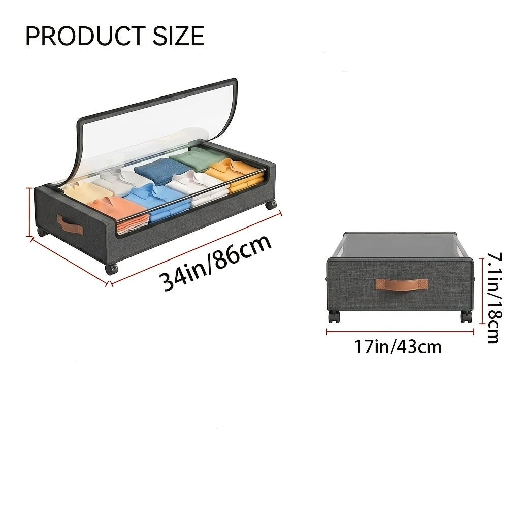 [Wheeled Under Bed Storage] 1/2 Pack Of Wheeled Under Bed Storage Box, Under Bed Storage Box, Under Bed Shoe Rack Organizer, Metal Drawer Under Wheel Bed for Clothes, Blankets, Shoes,, Books, Bedding, Under-Bed Storage