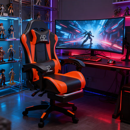 1pc with Footrest/without Footrest Chair, Suitable for Adults And Teenagers, Featuring A Lumbar Support, And Fixed Armrests. An Ergonomic Seat, Home Office Settings, Modern Gaming Chairs, High-quality Padding, Suitable for Home And Office Use