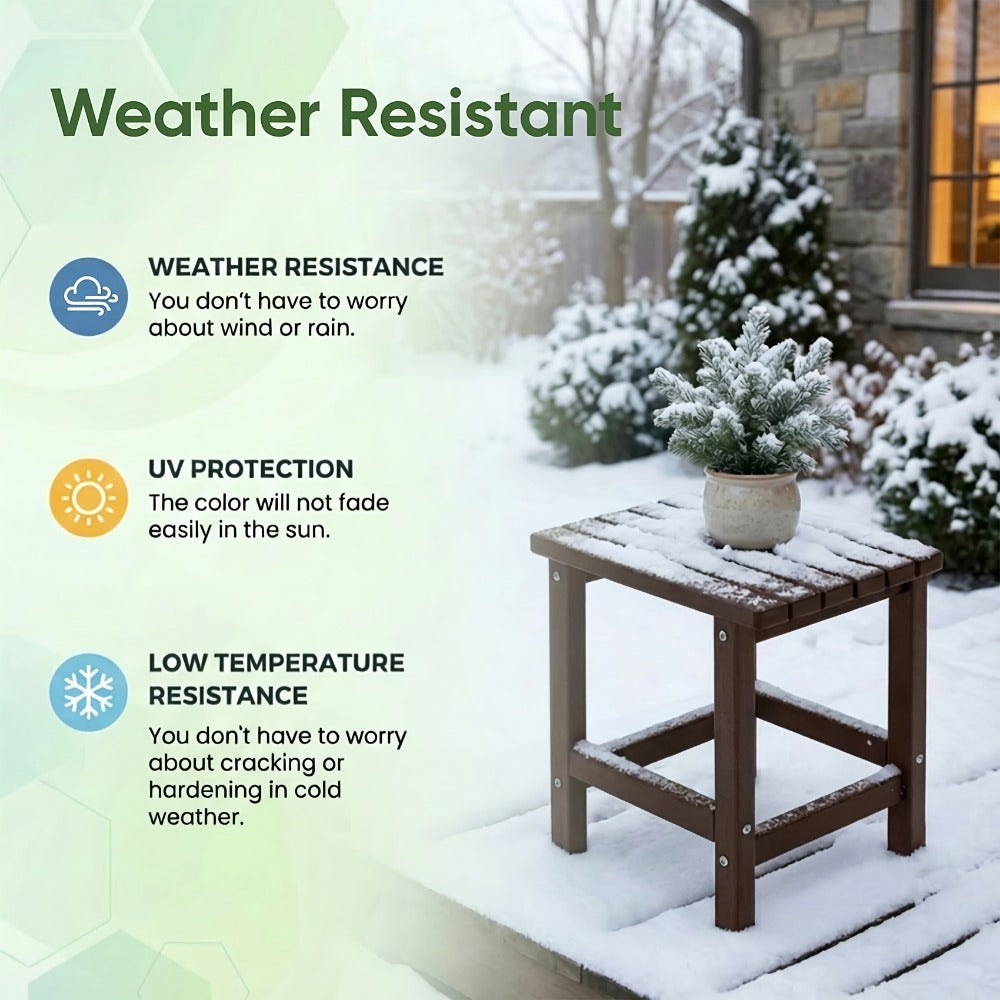 Adirondack Square Side Table HDPE Weather Resistant Outdoor End Table for Patio Backyard Pool Beach Easy Maintenance 5 Colors