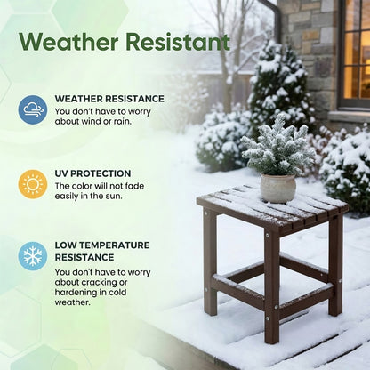 Adirondack Square Side Table HDPE Weather Resistant Outdoor End Table for Patio Backyard Pool Beach Easy Maintenance 5 Colors