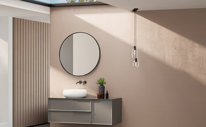 Round Metal Wall Mirror Matte Black & Gold Frame, Easy-to-Hang Modern Decorative Mirror for Entryway Bathroom Living Room Dresser Bedroom Wall Decor