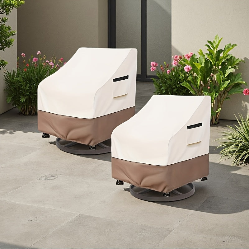 Outdoor Swivel Chair Cover Set of 2, 33" W x 35" D x 38.5" H Patio Furniture Slipcovers for Rotating Lounge Chairs